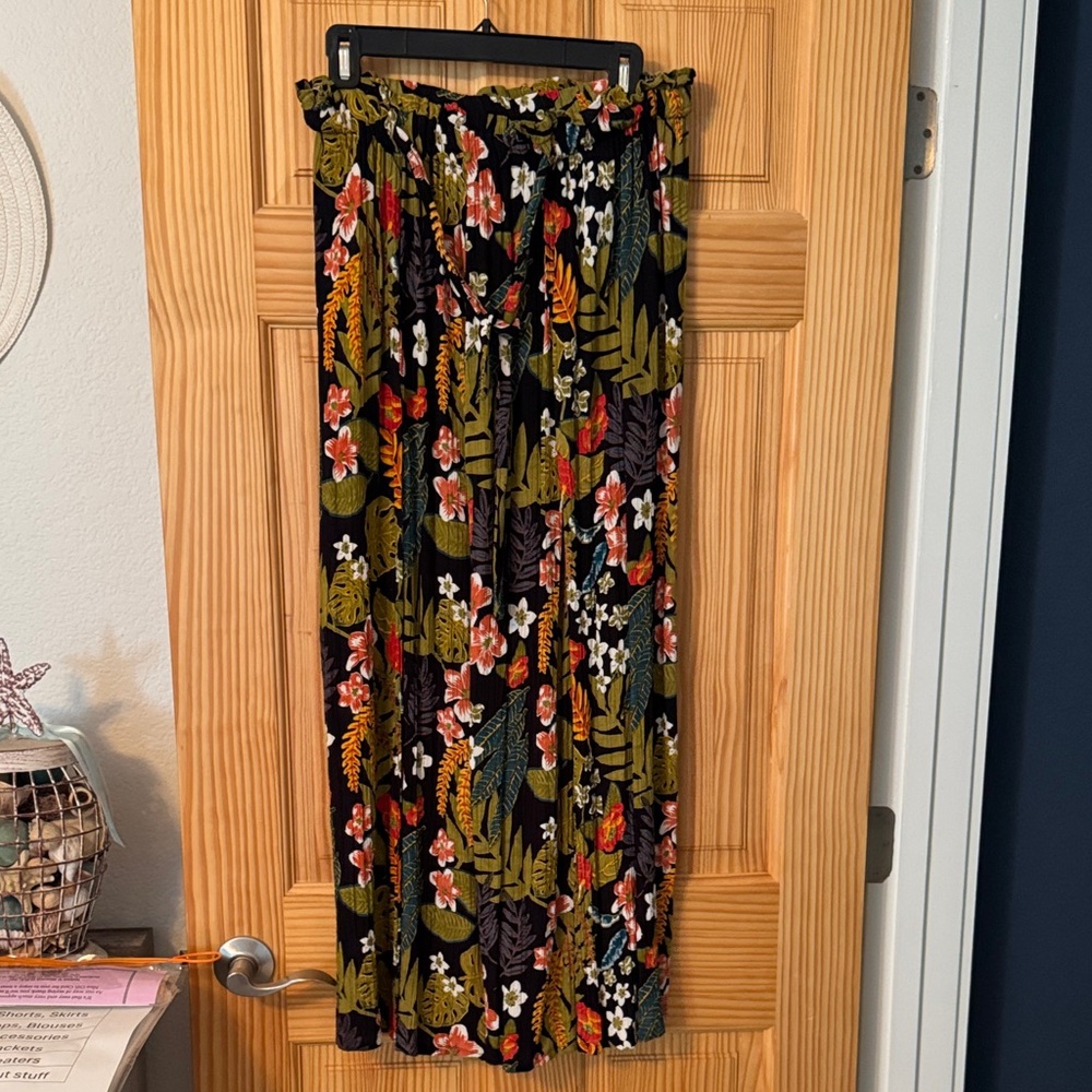 Angie Black Floral Maxi pants